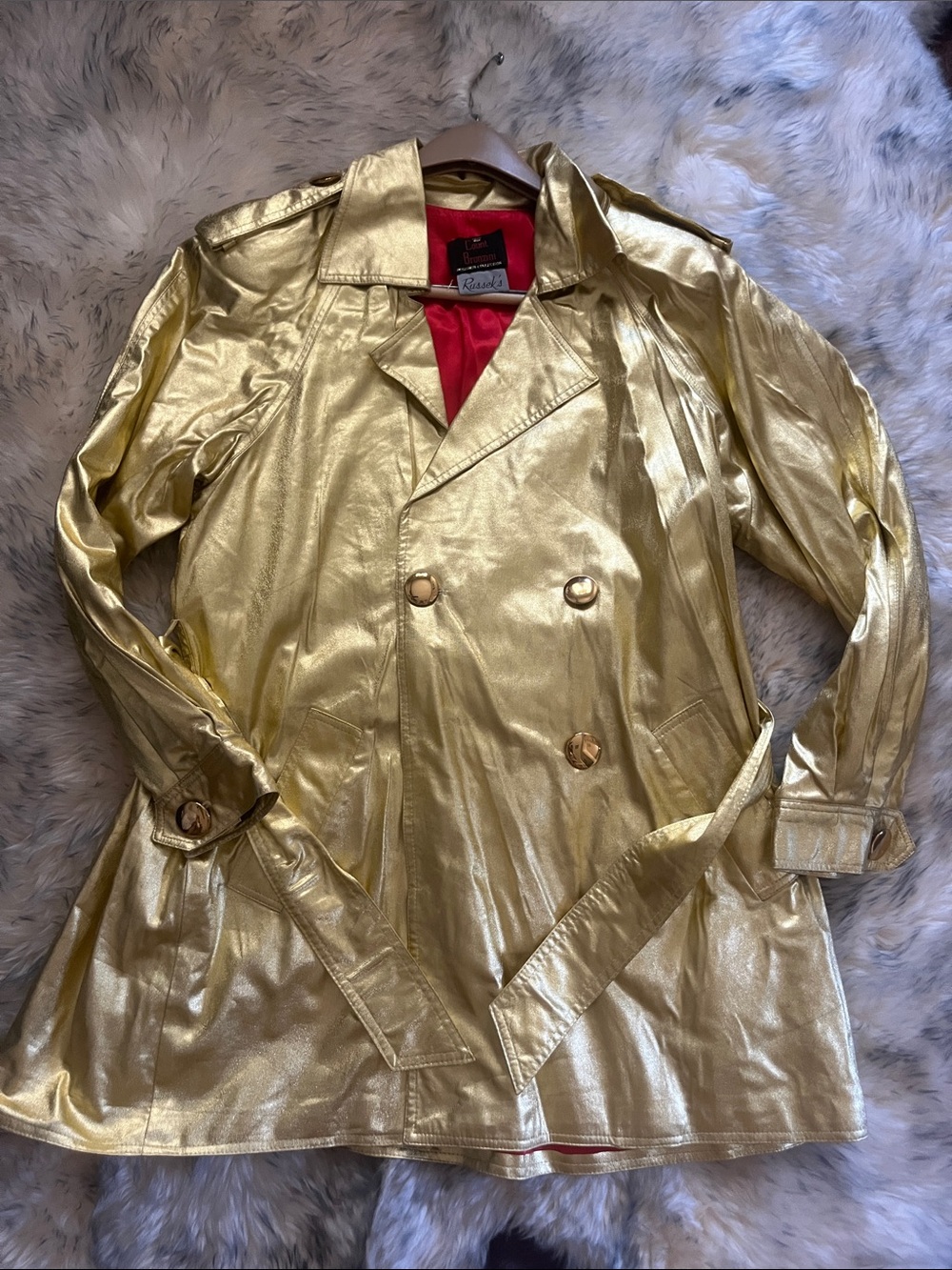 Vintage Count Bronzini Gold Metallic Jacket with Red Lining